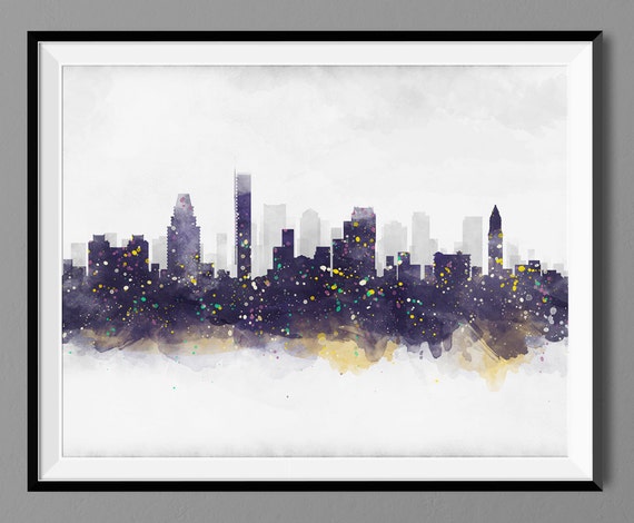 Boston Skyline Art Print Boston Watercolor Print Boston Cityscape Poster Illustration Boston Painting Home Decor Wall Art Gift No.227