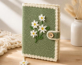 Molde de Crochê para Capa de Diário Jardim de Margaridas (Download em PDF)