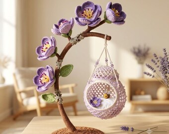 Crochet Lavender Tree Pattern | Hanging Basket, Bee Decor (PDF Download)