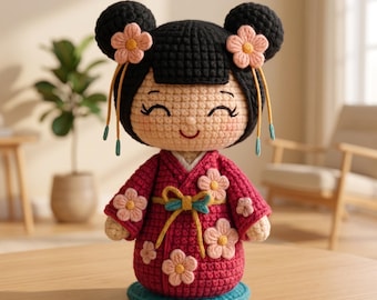 Little Sakura Kimono Doll Crochet Pattern PDF | Japanese Amigurumi Doll DIY Tutorial