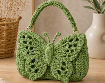 Padrão de crochê para bolsa Meadow Butterfly em PDF, tutorial de bolsa de crochê texturizada (download digital)