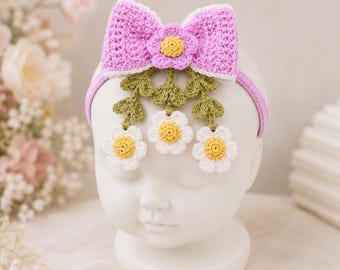 Padrão de buquê de laços de margaridas em crochê, acessório de presilha de cabelo floral (download em PDF)
