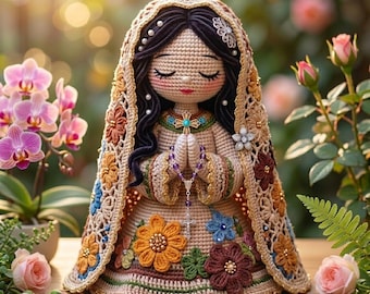 Our Lady of Flowers Crochet Doll Pattern | Floral Amigurumi Tutorial (PDF)