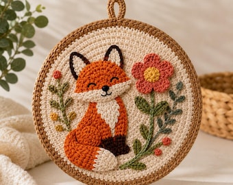 Waldtier Fuchs Häkelanleitung, Wandbehang-Muster (PDF Download)