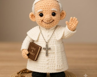 Padrão de Crochê para Boneco Pastor Gentil | Figura Religiosa Amigurumi do Santo Padre (Download em PDF)
