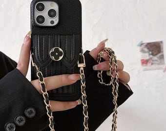 Crossbody Wallet iPhone Case with Card Holder, PU Leather Phone Cover for iPhone Series