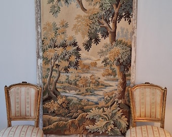 Vintage French Verdure Tapestry Wall Hanging, Foret De Clairmarais 180cm x 96cm