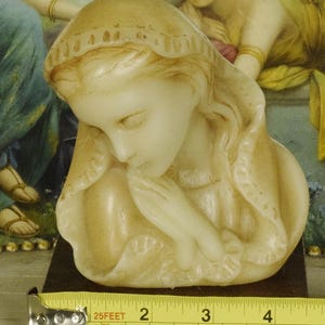 Göttliche Antike Französische Religiöse Wachs Büste / Statue Jungfrau Maria, Die Madonna Circa 1920 Bild 10