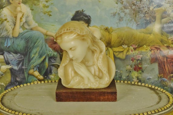 Divine Antique French Religious Wax Bust / Statue Virgin Mary, The Madonna Circa 1920