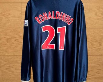 Camisa Ronaldinho 2001/2002 PSG França Retrô Manga Longa
