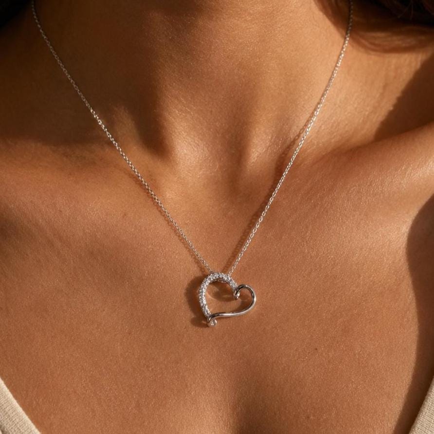 Swarovski Pave Heart Necklace - Etsy