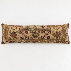 Housse de coussin lombaire extra longue 12x48, coussin en tapis kilim turc vintage, décoration bohème faite main