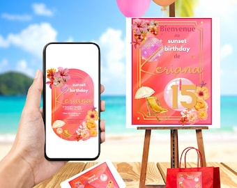 printable "Sunset birthday" invitation kit