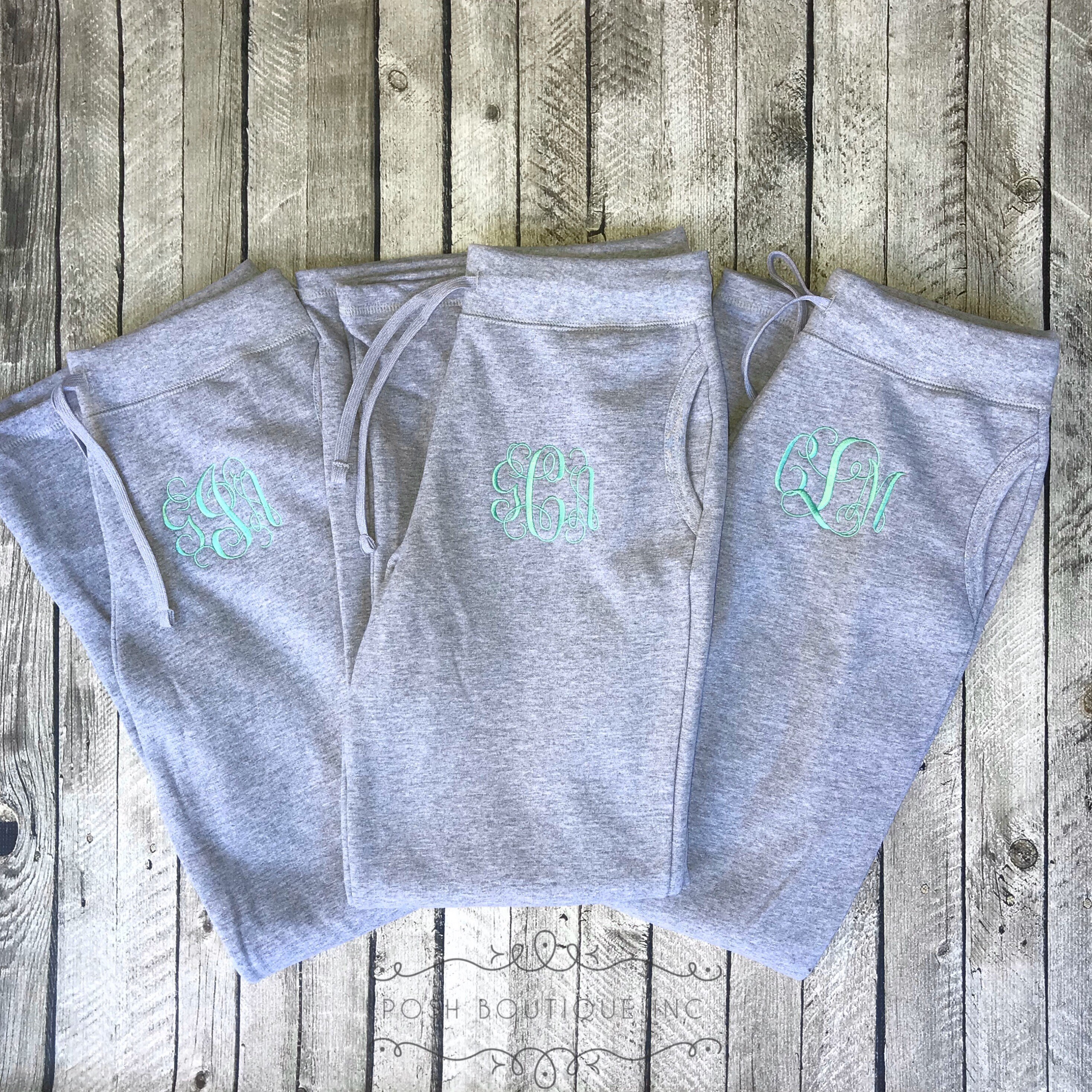 Monogrammed Sweatpants Monogram Fleece Sweatpants Ladies | Etsy