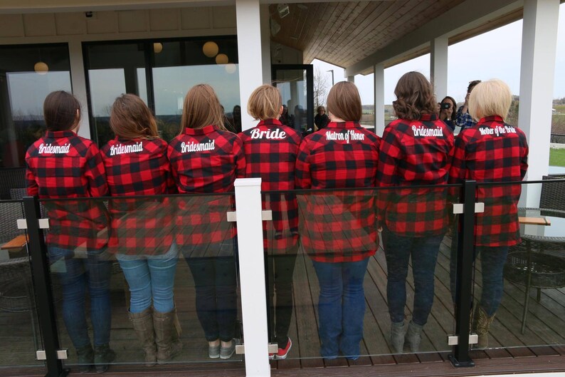 monogrammed flannel shirts for bridesmaids