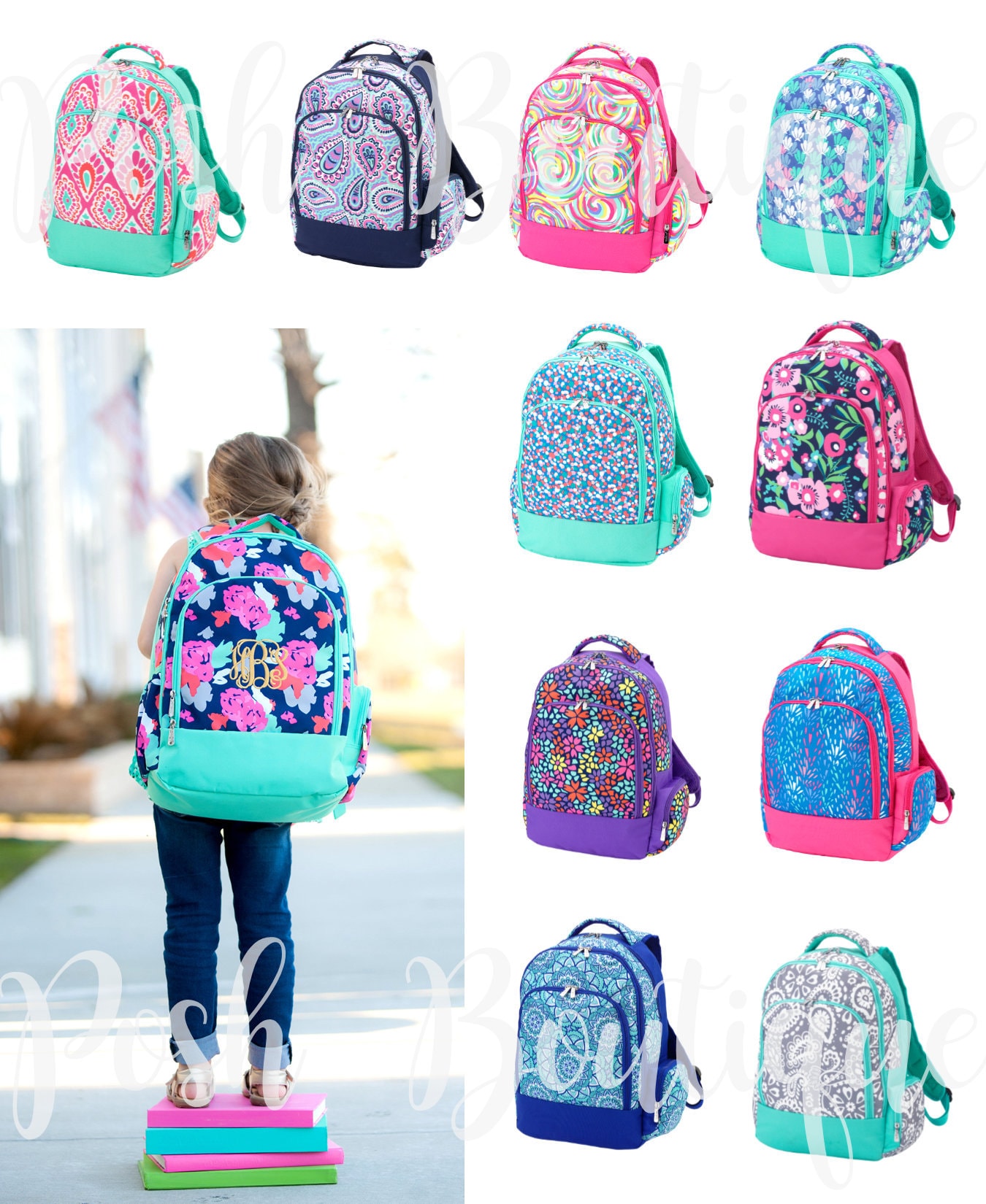 Monogrammed Backpacks, Girls and Boys Backpacks, Personalized Backpacks for Kids, Preppy Book Bags