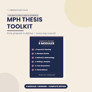 MPH Thesis Toolkit, Public Health Research Templates | Proposal, Literature Review, Methods & Defense Guide | Editable Digital Download