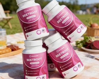 4 bottles Rosabella Beet Root Capsules 1300mg Per Serving, 60 Count, Non-GMO Beets, 30 Day Supply