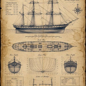 May include: A vintage-style nautical blueprint of the Clipper Ship Sea Swift, dated 1867. The document features detailed technical drawings including a side profile, deck plan, bow, stern, and midship sections, with handwritten notes and imperial measurements.