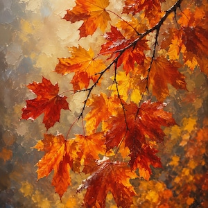 DOWNLOAD DIGITALE / Stampa artistica di ramo d'acero autunnale / Acquerello nordamericano / Decorazione autunnale rustica, decorazione botanica / Bosco autunnale