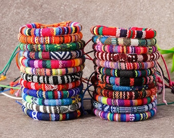 24PCS Boho Friendship Bracelets, Colorful Woven Cloth Surf Jewelry Set