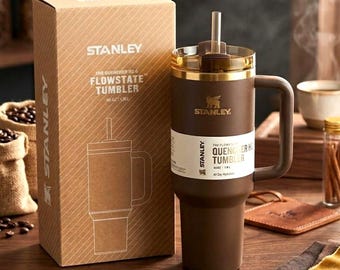 Stanley Quencher H2.0 Tumbler: Chocolate Gold 40oz Travel Mug with Handle