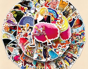 50pts-One Piece Sticker Pack | Anime Vinyl Stickers | Luffy Zoro Nami Cute Aesthetic Pirate Crew Laptop Journal Phone Stickers Gift
