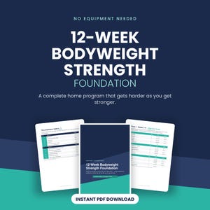 No Equipment Workout Plan – 12 Week Bodyweight Calisthenics Program for Beginners + Progress Tracker | Printable PDF
