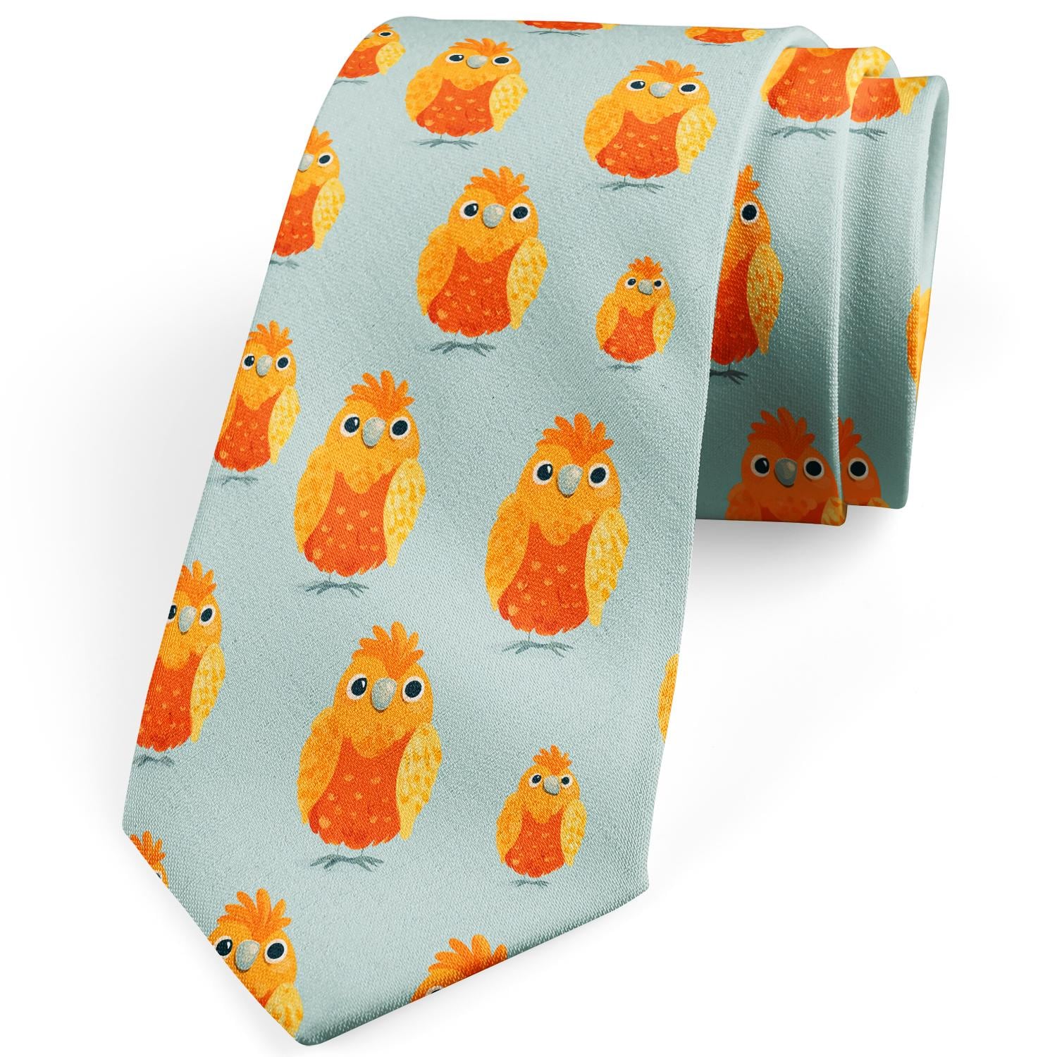 Conversational Statement Necktie,Cute Orange Owls Pattern, Size for Adults, Teens and Kids