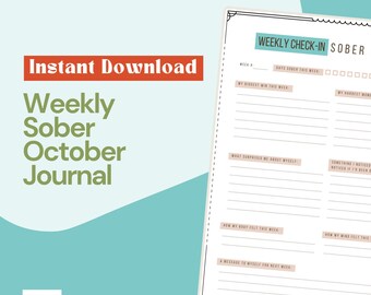 Diario de reflexión semanal para un octubre sobrio / Registro de recuperación (Descarga instantánea)
