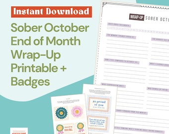 Reflexión de fin de mes de octubre sobrio (para imprimir) / Diario de recuperación (descarga instantánea)