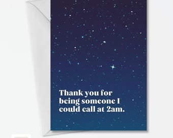 Sober Card Printable | Someone I Could Call at 2am | AA Sponsor Thank You Card | Recovery Gift