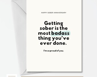 Sober Anniversary Card | Badass Recovery Milestone (Digital Download) | Sober Birthday