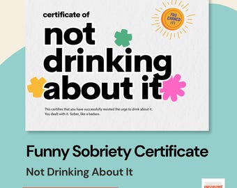 Certificado de sobriedad divertido / Certificado de no beber al respecto / Imprimible / Descarga instantánea
