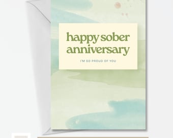 Sober Anniversary Card | Proud of You Recovery Greeting (Digital Download) | Sober Birthday