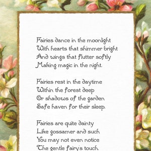 Fairies Dance in the Moonlight, Original Fairy Poem, DIY Printable, Instant Download, 8 1/2 x 11, 8.5x11