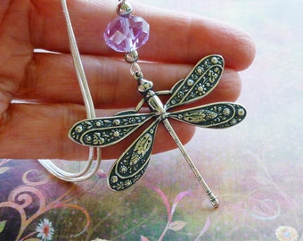 Dragonfly Necklace, Whimsical Jewelry, Dragonfly Jewelry, Silver Dragonfly Pendant