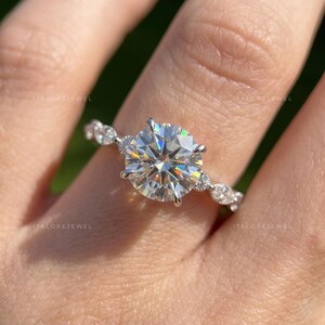 IGI Certified Round Diamond Engagement Ring Floating Bubbles Band Diamond Anniversary Ring Real Lab Grown Diamond Proposal Ring for Her