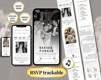 Wedding Invite Digital RSVP Music, Customizable Animated Template, Track Responses - Invitation Mariage Digital Wedding Invitation Countdown