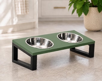 Soporte elevado moderno para comederos de mascotas | Soporte doble para comederos de perros impreso en 3D | Estación de alimentación elevada para gatos | Soporte para comederos de mascotas de color personalizado