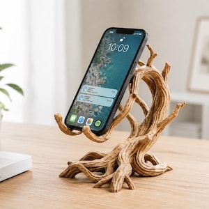 Handyhalterung in Astform, 3D-gedruckter Handyhalter, Schreibtischdeko im Naturstil, einzigartige Smartphone-Dockingstation, modernes Bürogeschenk