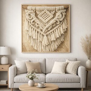 Extra Große Makramee Wandbehang Kunst | Boho Neutral Dekor (Digitaler Download)