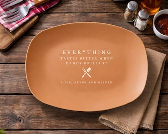 Personalized Dad Grilling Platter – "Everything Tastes Better When Dad Grills It"