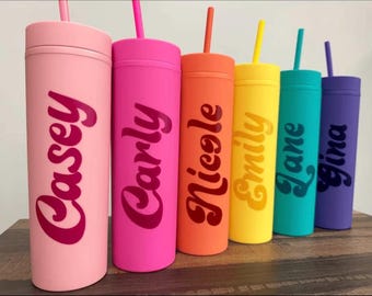 Personalized Pastel Tumbler with Straw, Bachelorette Party Favor, Custom Bridesmaid Cup