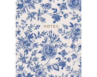 Blue Floral Hardcover Journal: Lined Notebook with Ribbon
