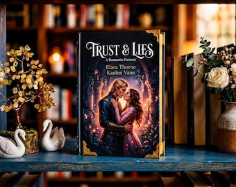 Trust & Lies Romantic Fantasy Hardcover Book Mockup | Fantasy Romance Cover Display