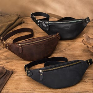 Men's Genuine Leather Fanny Pack Crazy Horse | Vintage Chest Bag | Brown Leather Shoulder Bag | Travel & Everyday Bag
