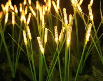Solar Reed Garden Lights, Waterproof LED Pathway Landscape Yard Decor, Warm Lighting (IP54)
