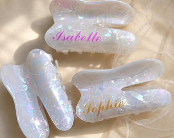 Gepersonaliseerde grote witte tand klauw haarclip, aangepaste bruidsmeisjes klauw clip, bruiloft haarstukje voor bruidsmeisjes, cadeau bruidsmeisje, cadeau voor haar