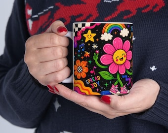 Good Vibes Only Flowers Ceramic Mug | Positive Vibes, Cute Coffee Cup